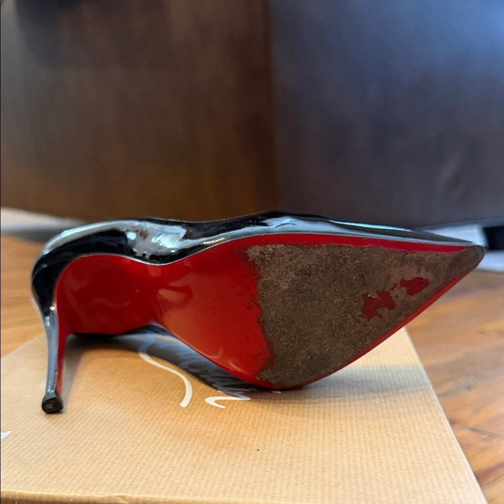 Christian Louboutin Black Patent Heels with Red Soles - Picture 7 of 9